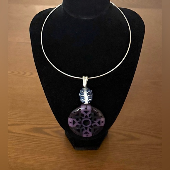 Vintage Chico's "Simone Coil" Pendant Necklace On Wire - Picture 1 of 6